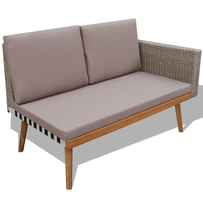 4 pcs conjunto lounge de jardim c/ almofadões vime PE cinzento