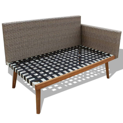 4 pcs conjunto lounge de jardim c/ almofadões vime PE cinzento