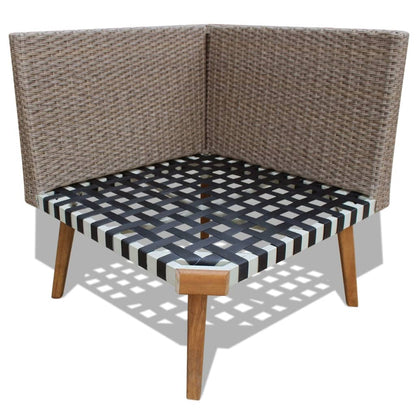 4 pcs conjunto lounge de jardim c/ almofadões vime PE cinzento