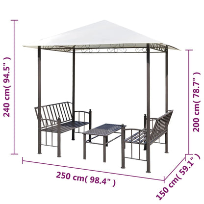 Pérgula para jardim com mesa e bancos 2,5x1,5x2,4 m