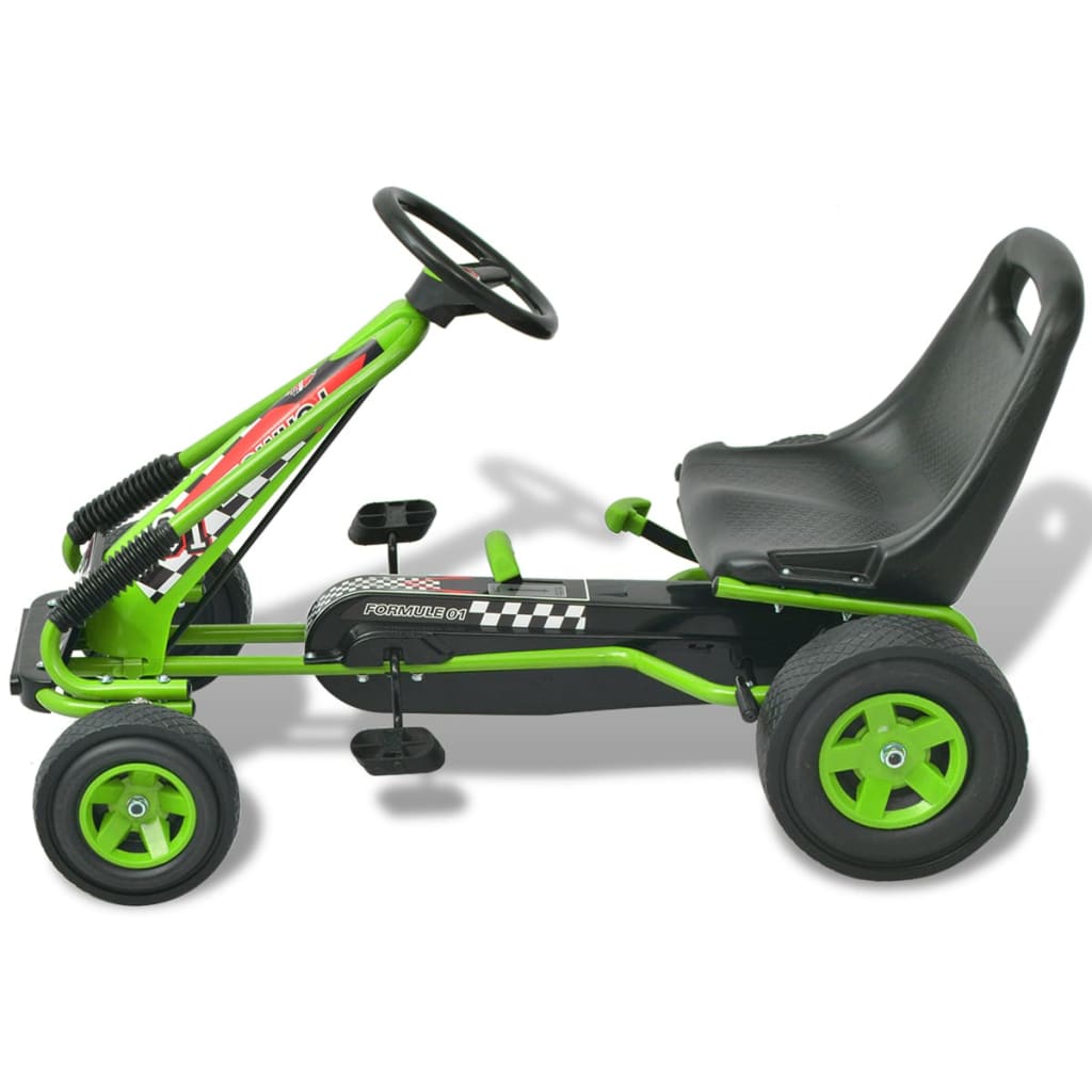 Kart de pedais com assento ajustável verde