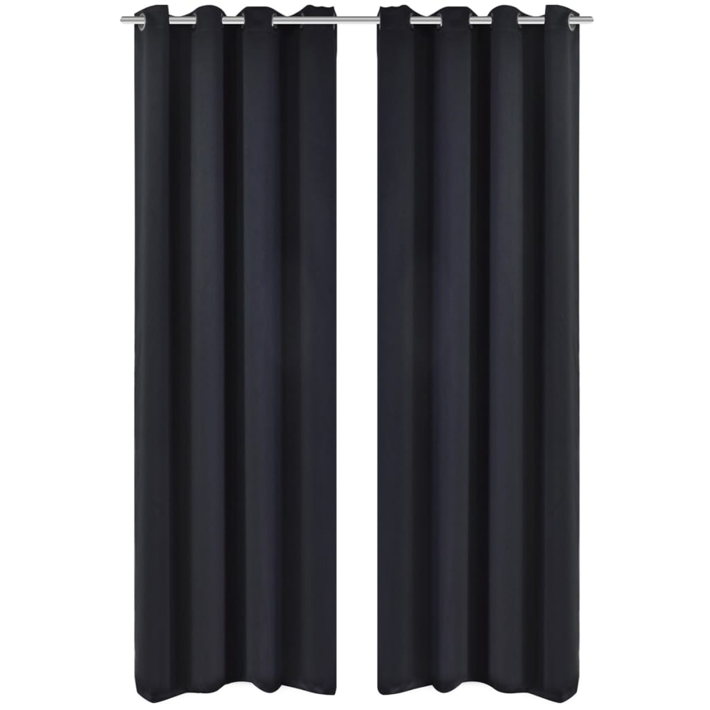 Cortinas blackout 2 pcs com ilhós de metal 135x175 cm preto