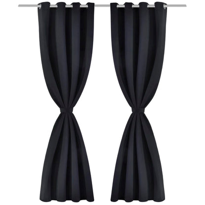 Cortinas blackout 2 pcs com ilhós de metal 135x175 cm preto