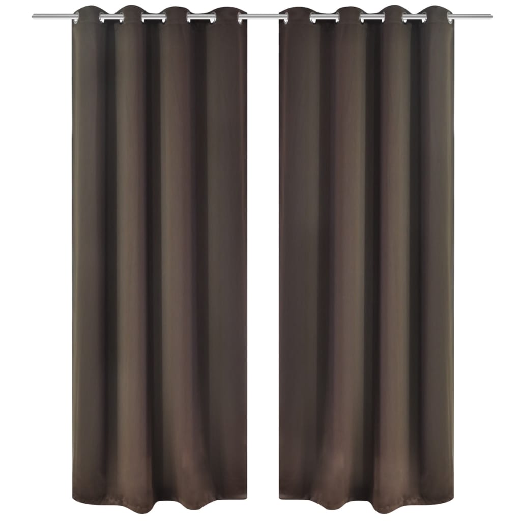 Cortinas blackout 2 pcs com ilhós de metal 135x175 cm castanho