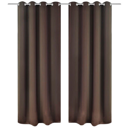 Cortinas blackout 2 pcs com ilhós de metal 135x175 cm castanho