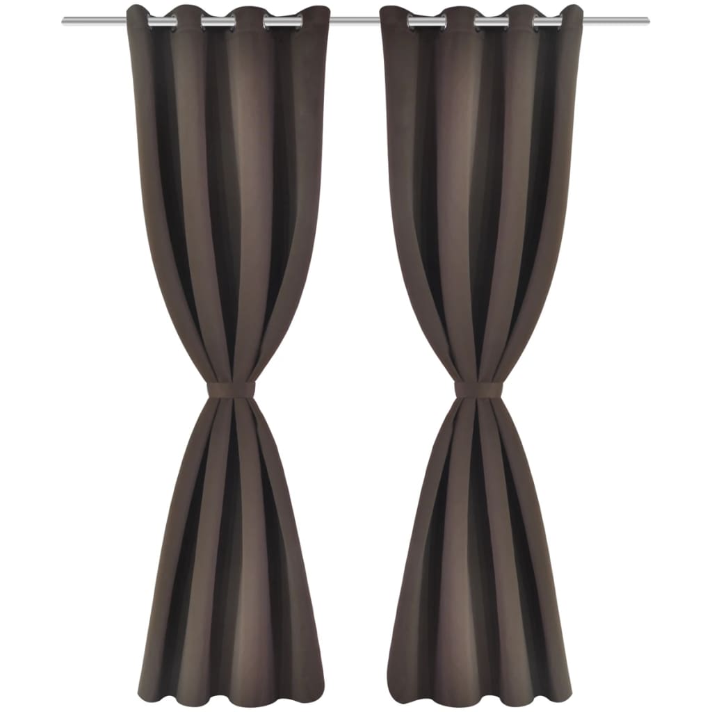 Cortinas blackout 2 pcs com ilhós de metal 135x175 cm castanho