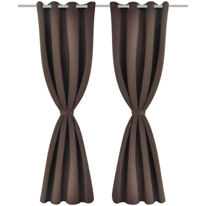 Cortinas blackout 2 pcs com ilhós de metal 135x175 cm castanho