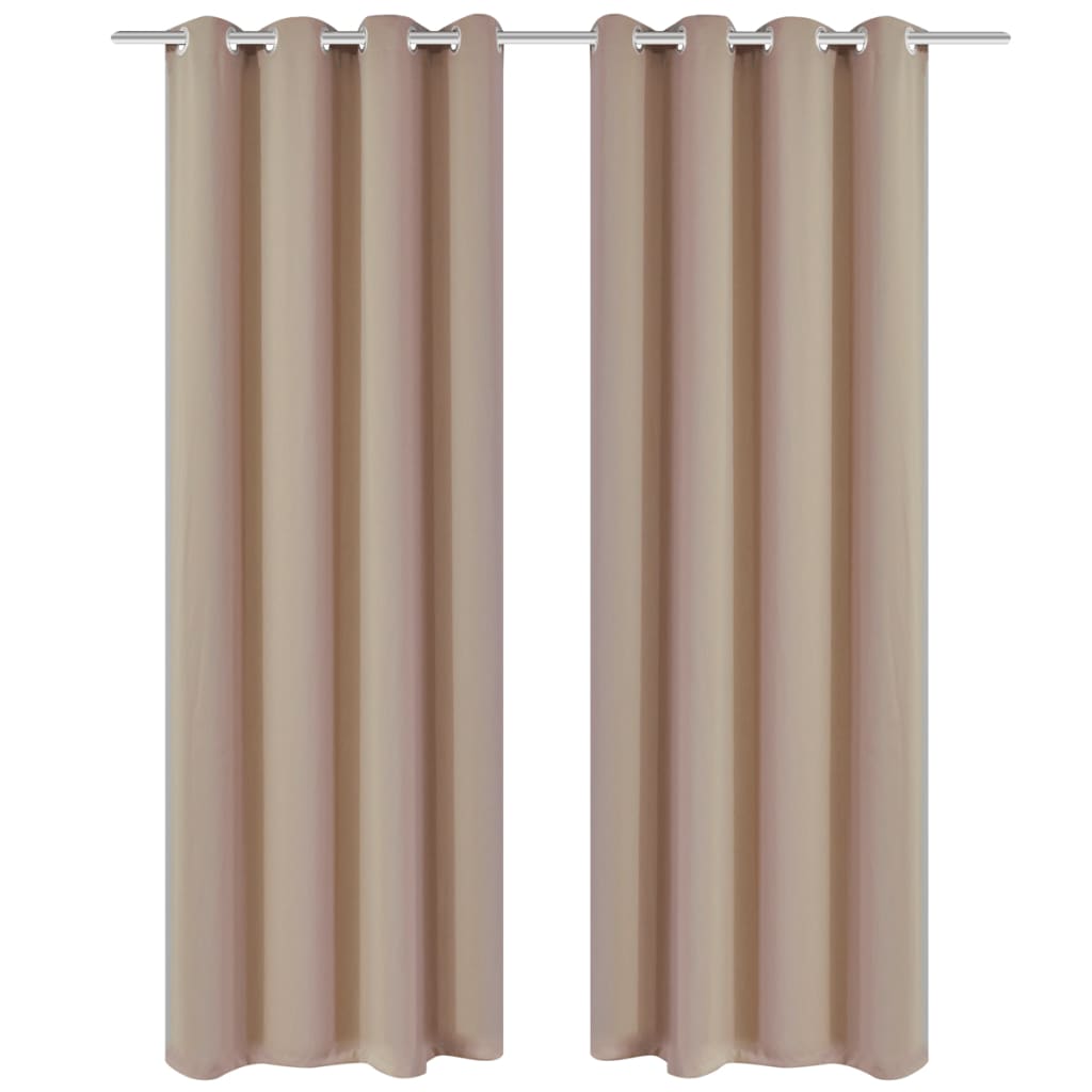 Cortinas blackout 2 pcs com ilhós de metal 135x175 cm creme