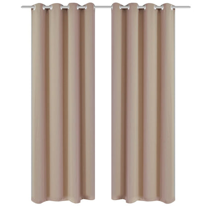 Cortinas blackout 2 pcs com ilhós de metal 135x175 cm creme