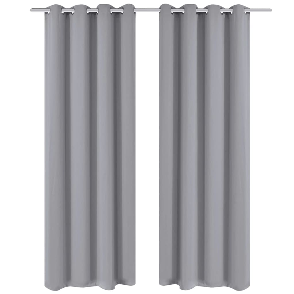 Cortinas blackout 2 pcs com ilhós de metal 135x175 cm cinzento