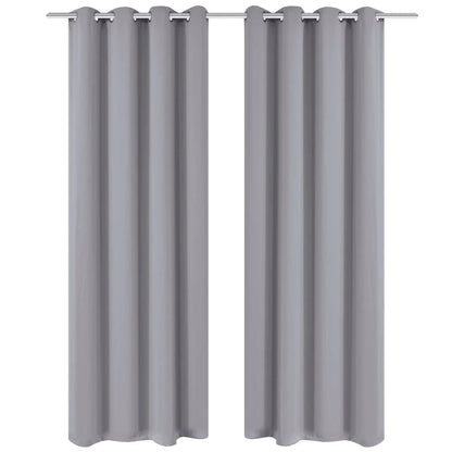 Cortinas blackout 2 pcs com ilhós de metal 135x175 cm cinzento