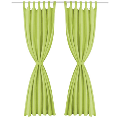 Cortinas de cetim com presilhas 2 pcs 140x175 cm verde