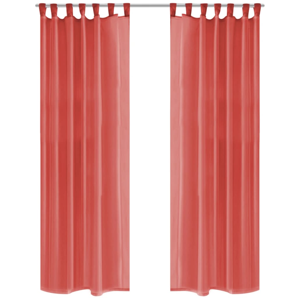 Cortinas em voile 2 pcs 140x225 cm vermelho