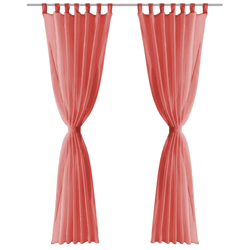 Cortinas em voile 2 pcs 140x225 cm vermelho