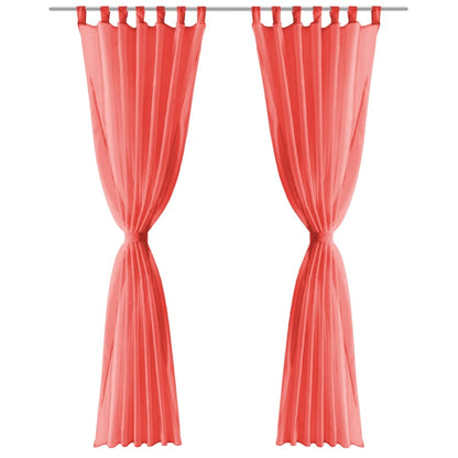 Cortinas em voile 2 pcs 140x225 cm vermelho