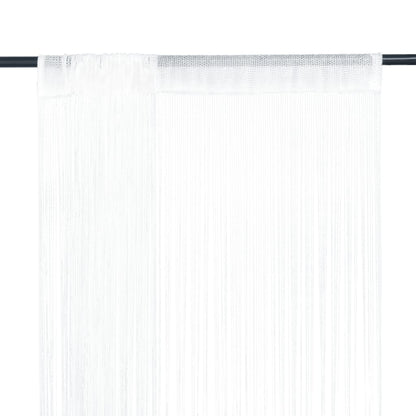 Cortinas de fios 2 pcs 140x250 cm branco