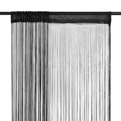 Cortinas de fios 2 pcs 100x250 cm preto