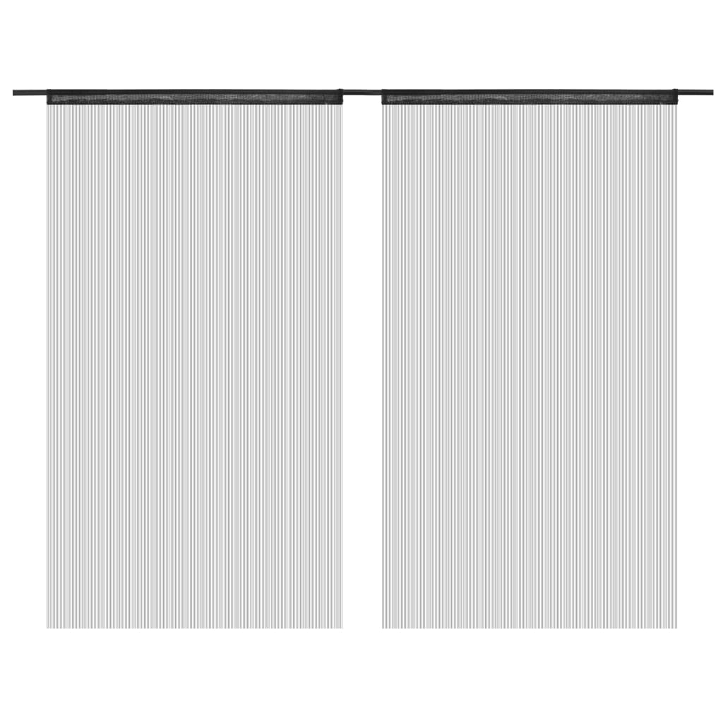 Cortinas de fios 2 pcs 100x250 cm preto