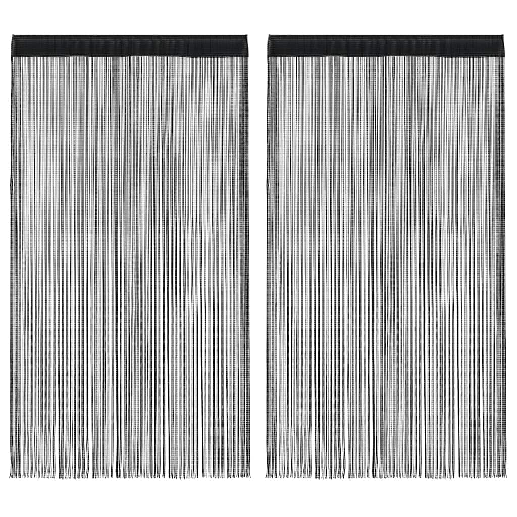 Cortinas de fios 2 pcs 140x250 cm preto