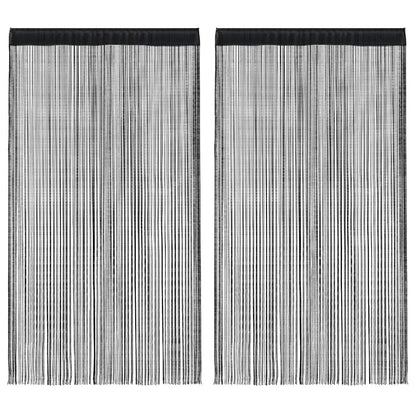 Cortinas de fios 2 pcs 140x250 cm preto