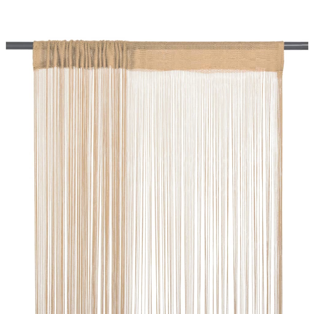 Cortinas de fios 2 pcs 100x250 cm bege