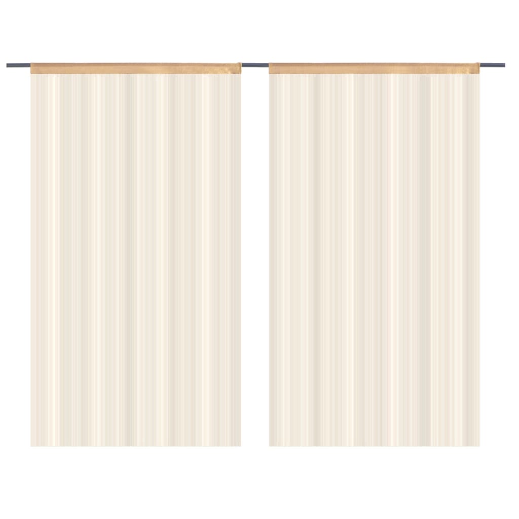 Cortinas de fios 2 pcs 100x250 cm bege