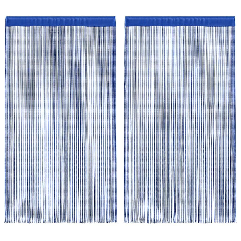 Cortinas de fios 2 pcs 100x250 cm azul