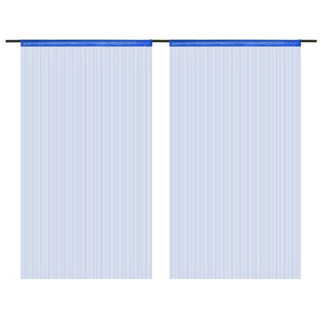 Cortinas de fios 2 pcs 100x250 cm azul