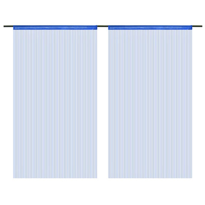 Cortinas de fios 2 pcs 100x250 cm azul