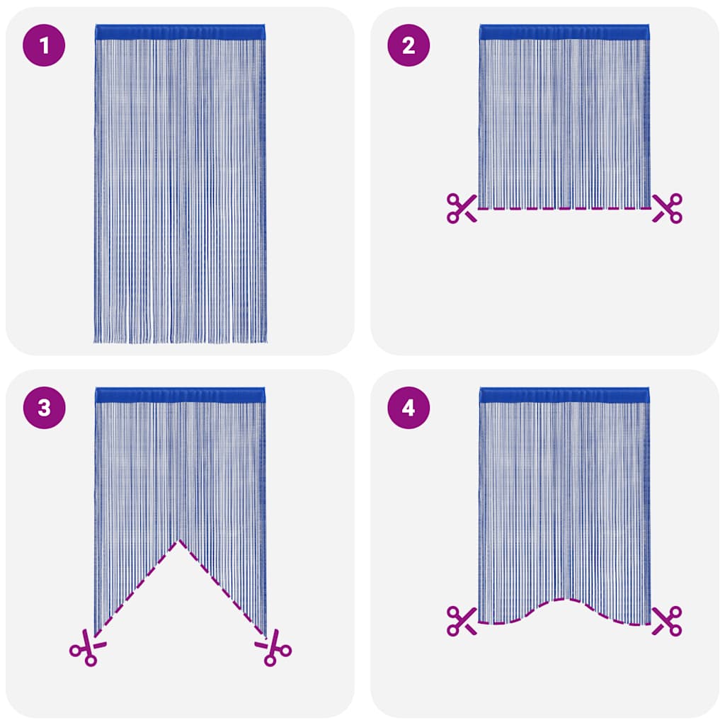 Cortinas de fios 2 pcs 100x250 cm azul