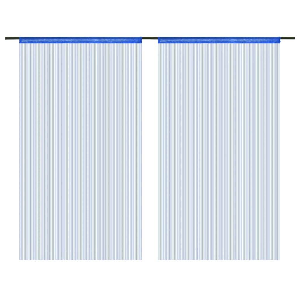 Cortinas de fios 2 pcs 140x250 cm azul