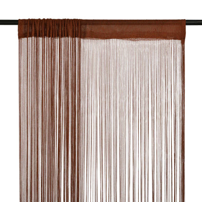 Cortinas de fios 2 pcs 100x250 cm castanho