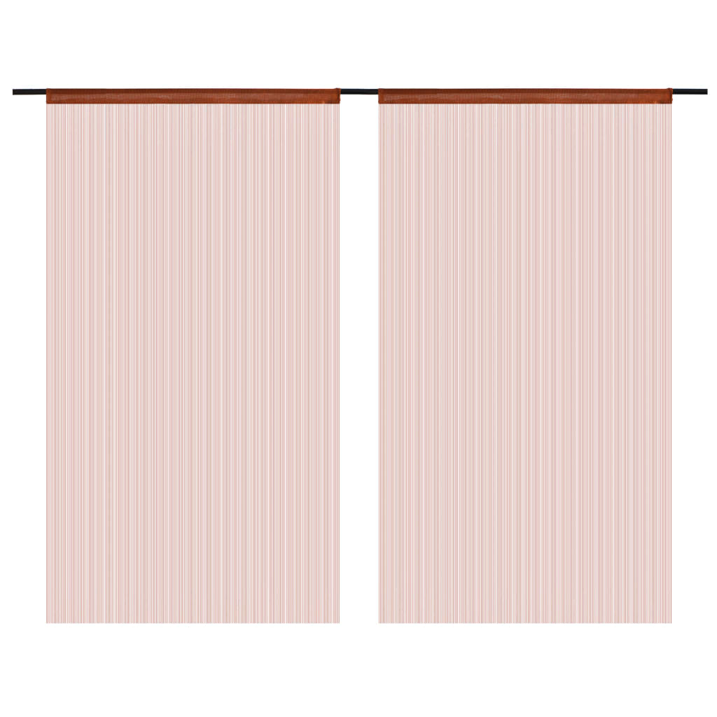 Cortinas de fios 2 pcs 100x250 cm castanho