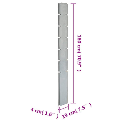 Poste de vedação gabião 180 cm aço galvanizado prateado