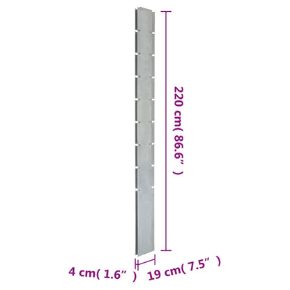 Poste de vedação gabião 220 cm aço galvanizado prateado