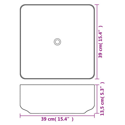 Lavatório quadrado branco cerâmica 39x39x13,5 cm