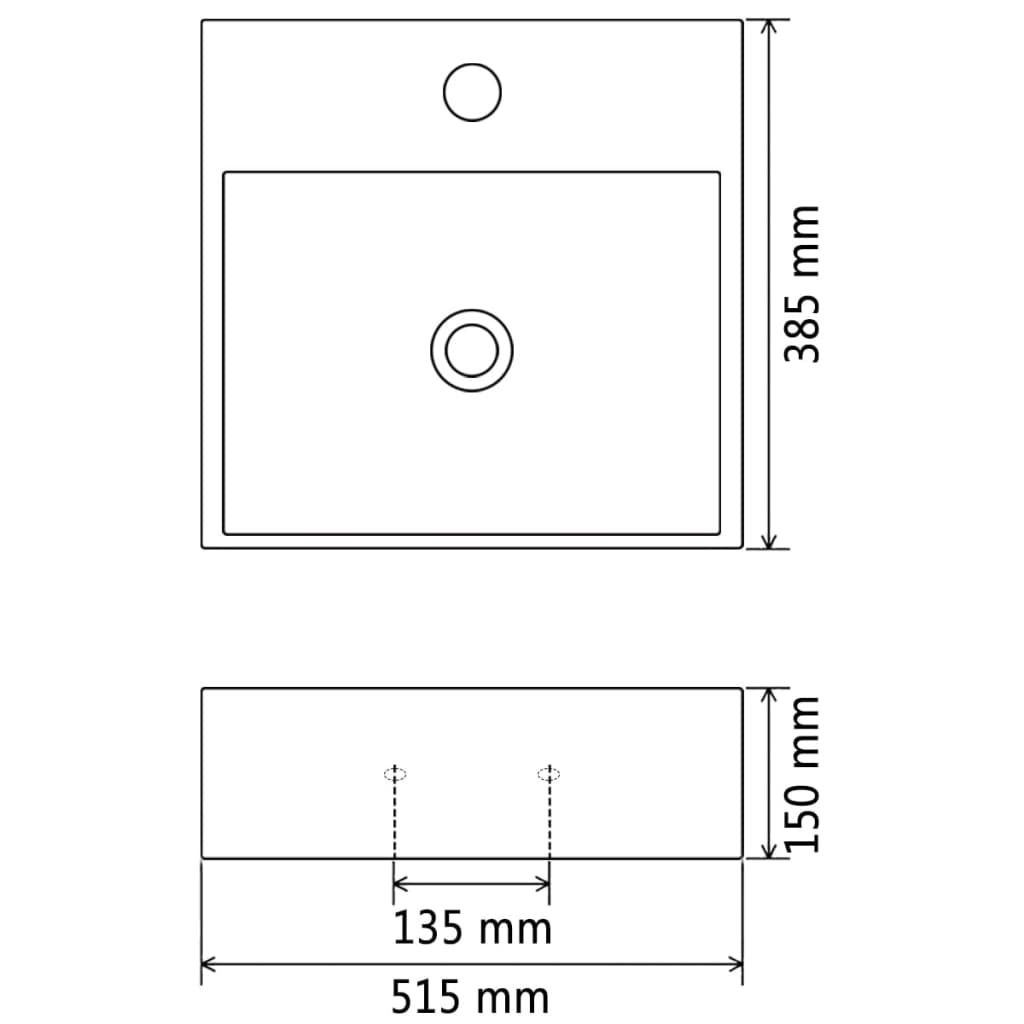 Lavatório + abertura torneira branco cerâmica 51,5x38,5x15cm