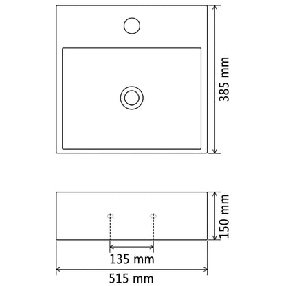 Lavatório + abertura torneira branco cerâmica 51,5x38,5x15cm