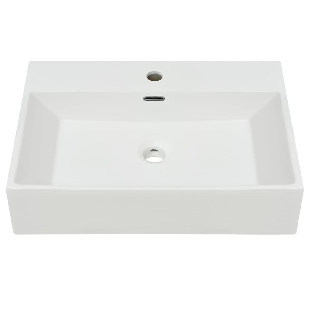 Lavatório Durt em Ceramica Branco - 60,5x42,5 cm - Design Nórdico