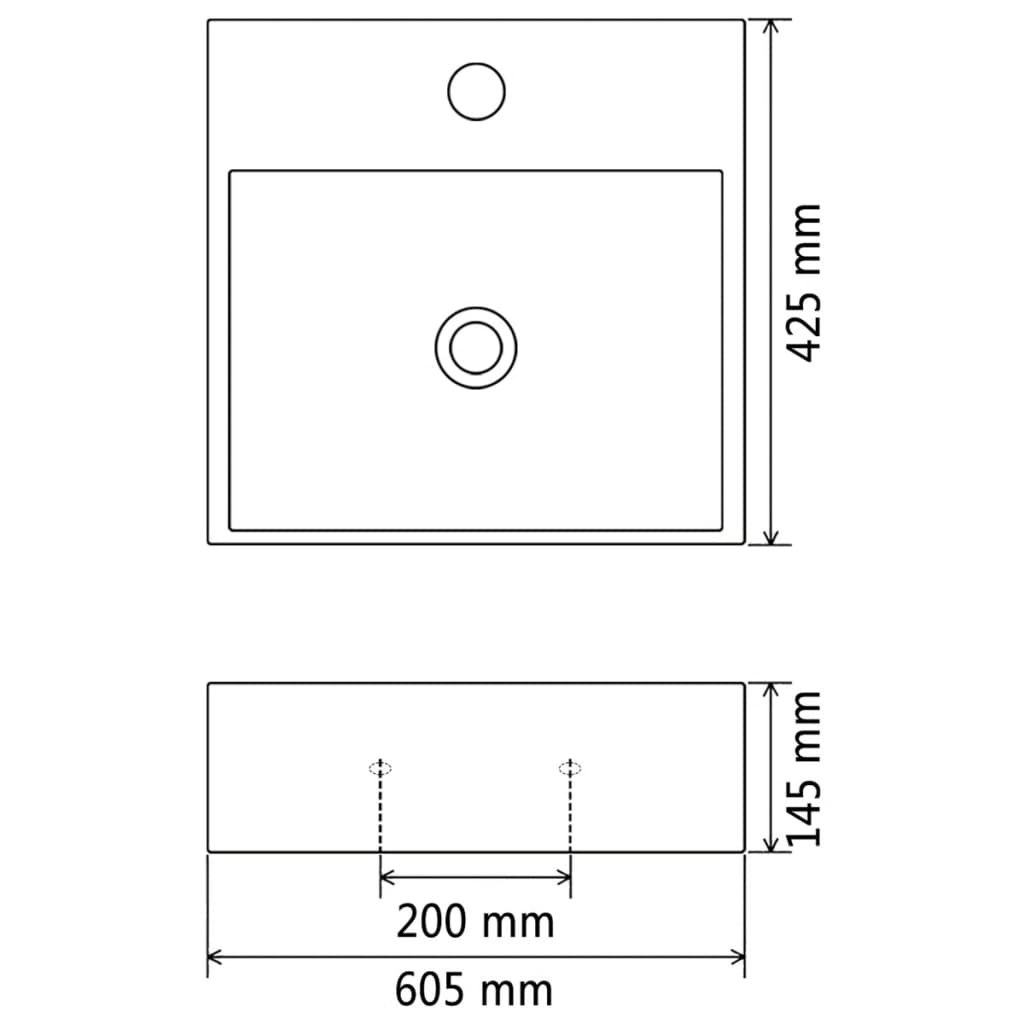 Lavatório Durt em Ceramica Branco - 60,5x42,5 cm - Design Nórdico