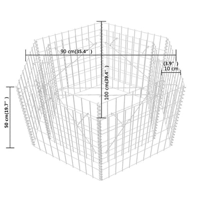 Canteiro elevado/cesto gabião hexagonal 100x90x50 cm