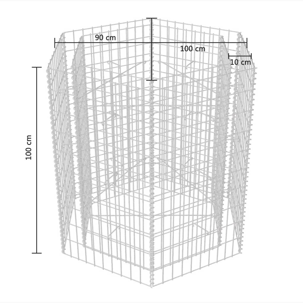 Canteiro elevado/cesto gabião hexagonal 100x90x100 cm