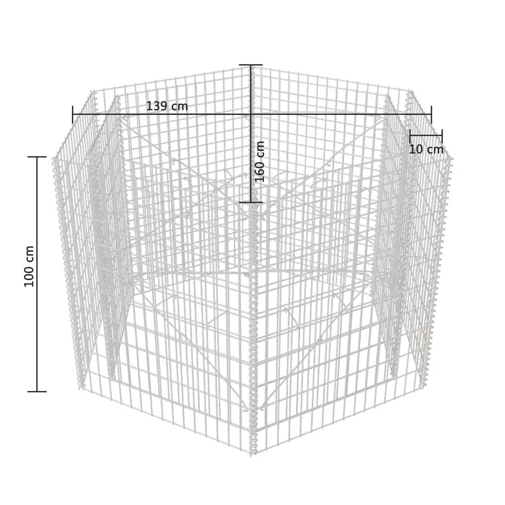 Canteiro elevado/cesto gabião hexagonal 160x140x100 cm