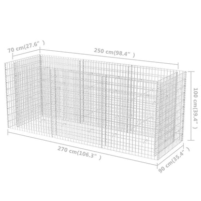 Canteiro elevado/cesto gabião 270x90x100 cm aço