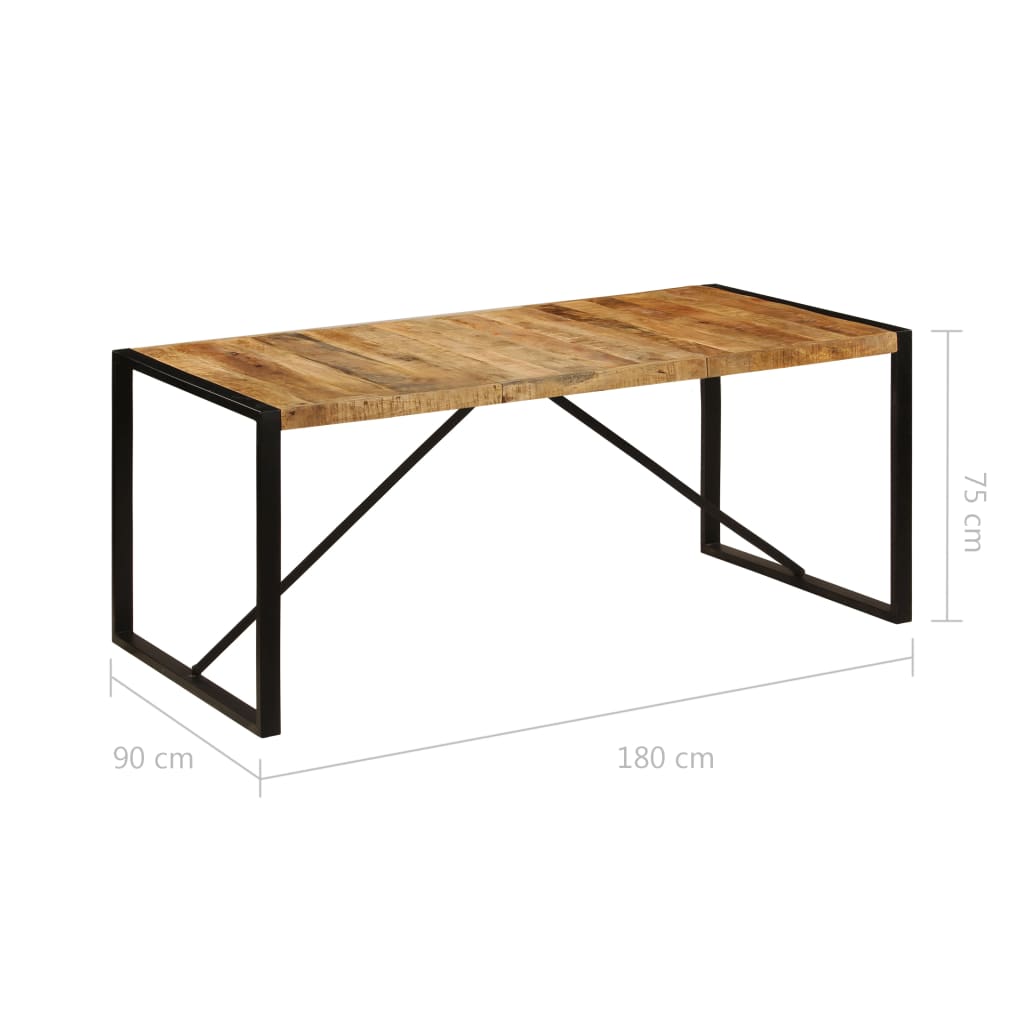 Mesa de jantar madeira de mangueira maciça áspera 180 cm