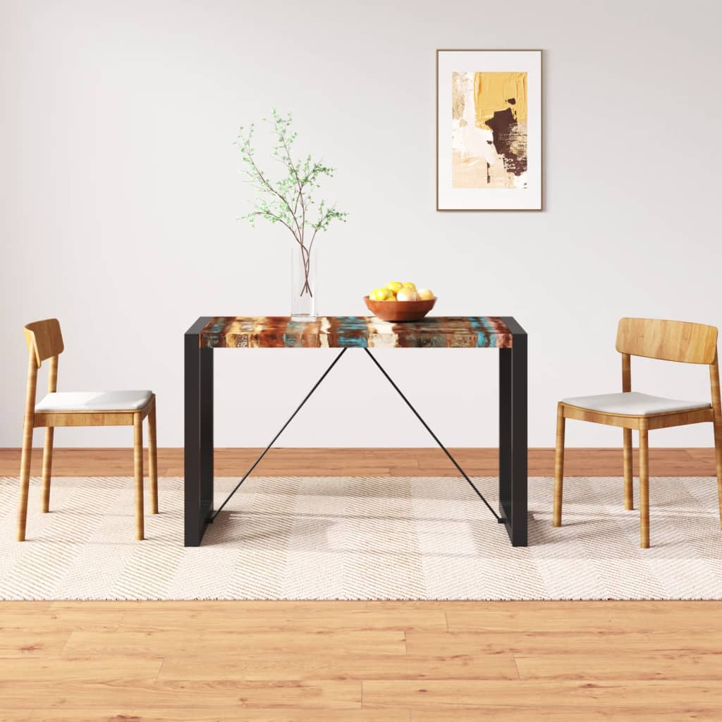 Mesa de jantar madeira reciclada maciça 120 cm