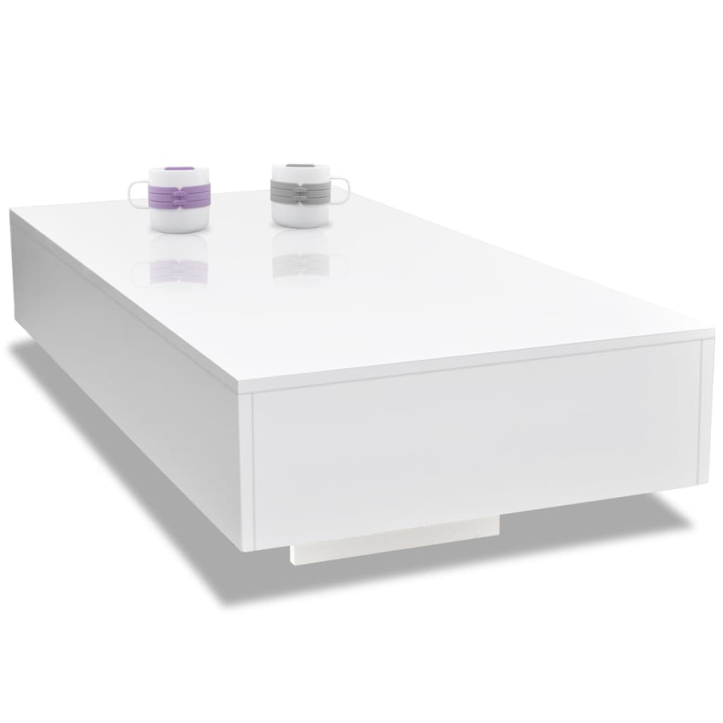 Mesa de Centro Berlim de 115cm - Branco Brilhante - Design Moderno