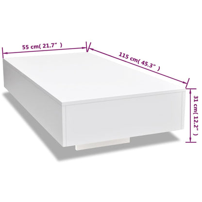 Mesa de Centro Berlim de 115cm - Branco Brilhante - Design Moderno