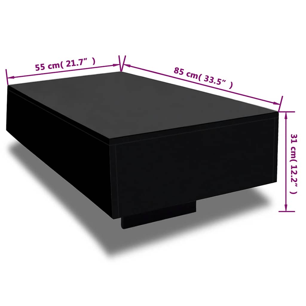 Mesa de Centro Berlim com 85cm - Preto - Design Moderno