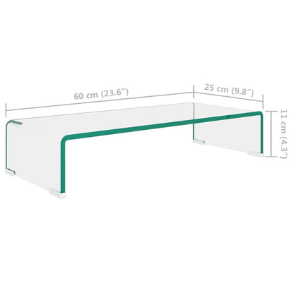 Suporte de TV/monitores em vidro transparente 60x25x11 cm